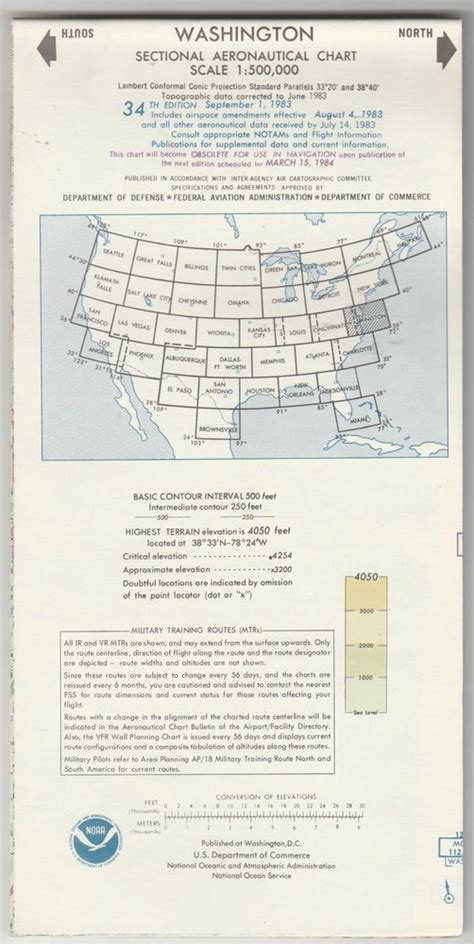 Washington DC Sectional Aeronautical Chart September 1983 34TH Edition 1:500,000 | Aeronautics ...