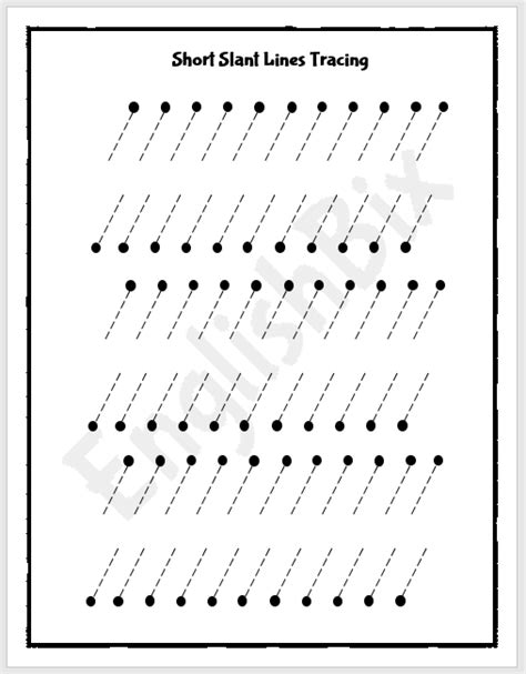 Right Slanting Line Tracing Worksheet - EnglishBix