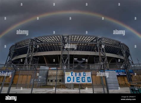 A rainbow over the Diego Armando Maradona Stadium, home to S.S.C ...