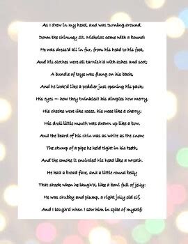 Account of a Visit from St. Nicholas poem and standard based questions