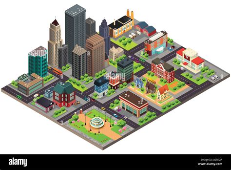 A vector illustration of Isometric Design of City Streets and Buildings Stock Vector Image & Art ...