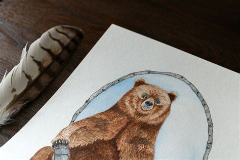 Cute Brown Bear Watercolor Painting Brown Bear Watercolor | Etsy