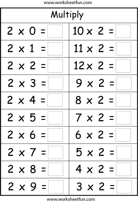 Multiplication Worksheets 6 7 8 9