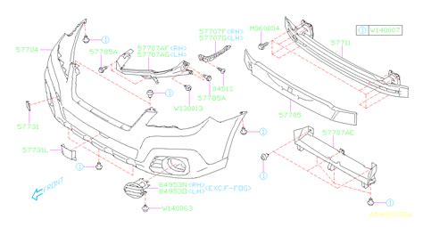 2014 Subaru Outback 2.5L CVT Limited Bumper Cover Bracket (Front, Lower) - 57707AJ56A - Genuine ...