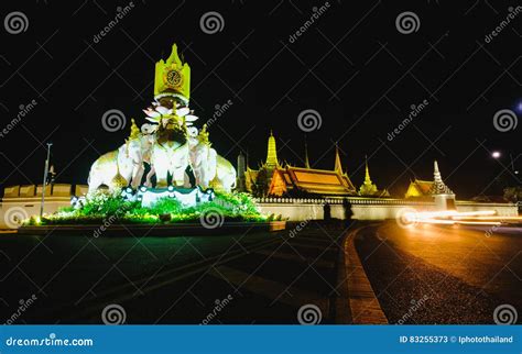 Night View Image in Front of the Grand Palace or Emerald Buddha Temple. Stock Image - Image of ...