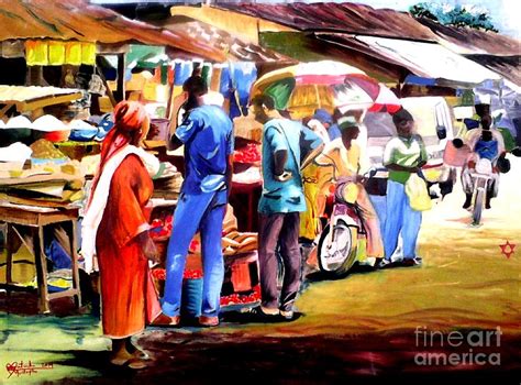 Africa Market Scene Painting by Moscolexy Moscolexy