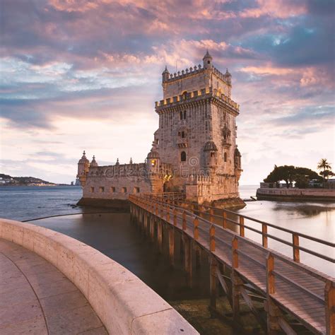 Belem Tower on the Tagus River. Stock Image - Image of cityscape ...