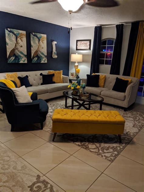 Pin by Kelshundra Frye on Home decor/Bedroom Ideas | Yellow decor living room, Blue living room ...