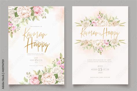 Elegant Soft Rose Wedding Invitation Set Stock Vector | Adobe Stock