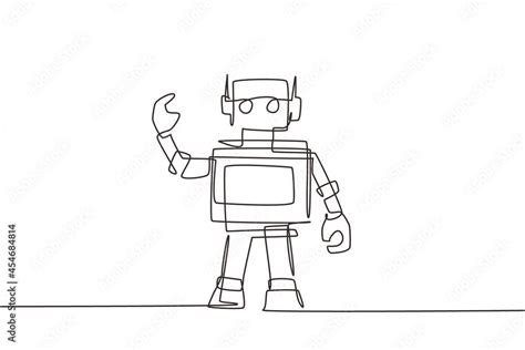 Continuous one line drawing toy robot for kids. Retro robot vintage ...