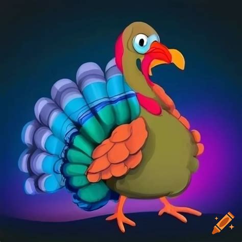 Colorful cartoon turkey for thanksgiving on Craiyon