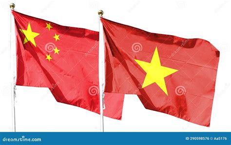 Chinese Flag and Vietnam Flag on Cloudy Sky Stock Photo - Image of ...