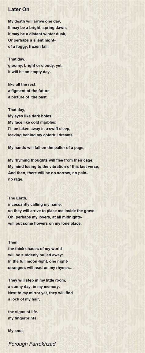 Later On - Later On Poem by Forough Farrokhzad