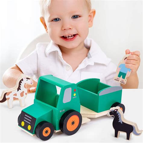 Wooden tractor, Wooden truck, Toy tractor, Wood toy vehicle, Wood toddler toys, Wooden toys ...