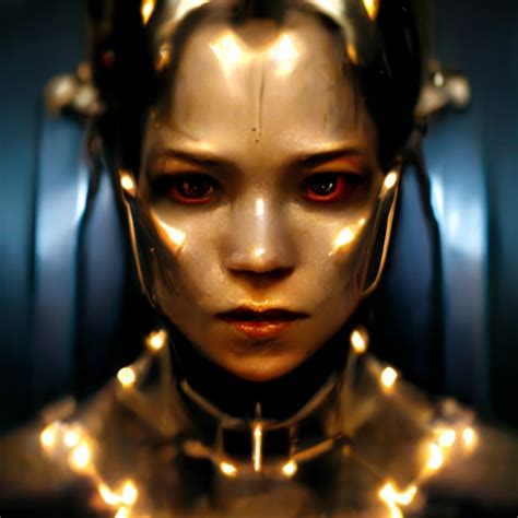 Portrait of a metallic female humanoid android, a | Midjourney | OpenArt