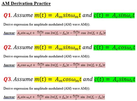 Amplitude Modulation (AM) Mathematical Derivation AM expression