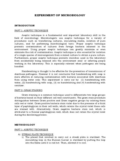 Experiment of Microbiology | PDF | Staining | Laboratory Techniques