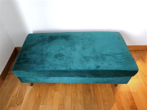 Emerald green velvet ottoman with gold legs, Furniture & Home Living, Furniture, Other Home ...
