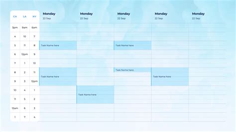 Multi Time Zone Calendar Slide - Team Scheduling Presentation