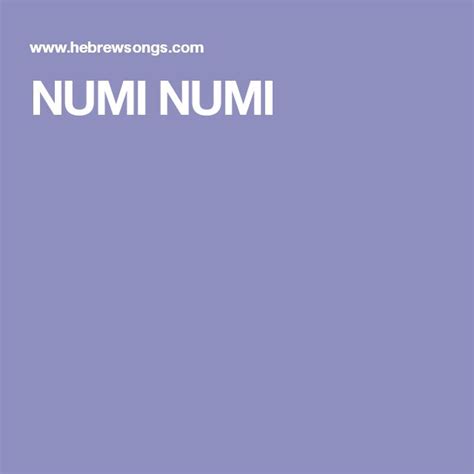 NUMI NUMI | Numi, Songs, Parenting