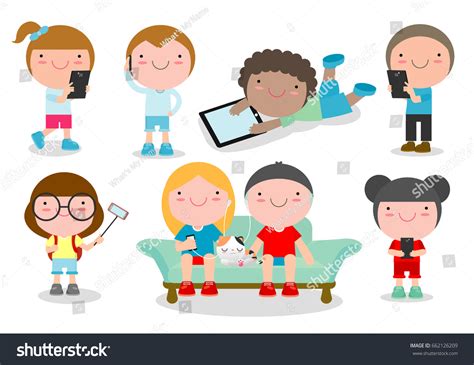 Kids Gadgets Kids Characters Boy Girl Stock Vector (Royalty Free) 662126209