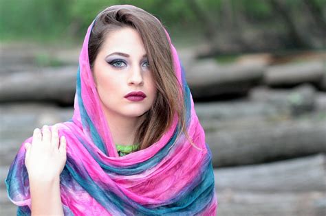 Free Images : girl, model, color, fashion, clothing, pink, scarf ...