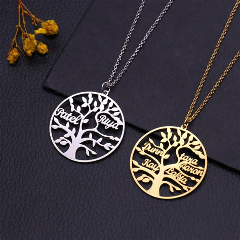 Name Engraved Family Tree Necklace - Up To 9 Names