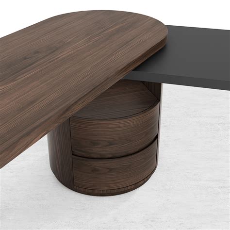 Modern L Shaped Desk in Walnut with 1 Cabinet & 2 Drawers 60 Inch ...