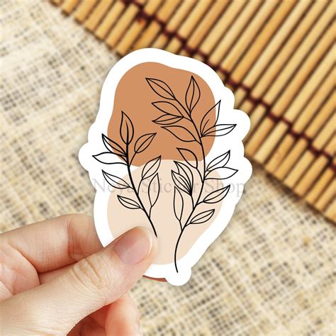 Boho Floral Leaf Sticker, Cute Stickers, Laptop Stickers, Waterbottle ...