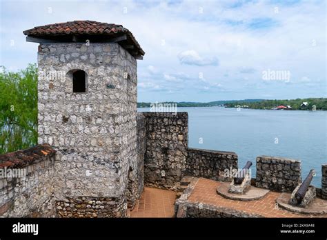 The medieval lookout point of Castle of San Felipe of Lara, Rio Dulce ...