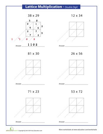 4th Grade Lattice Multiplication Worksheets – Thekidsworksheet