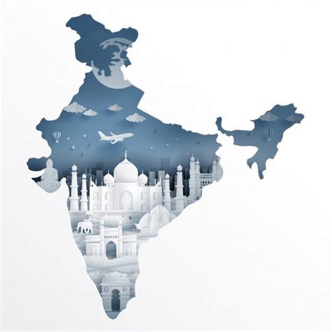 Premium Vector | India map with famous landmark | India map, Famous ...