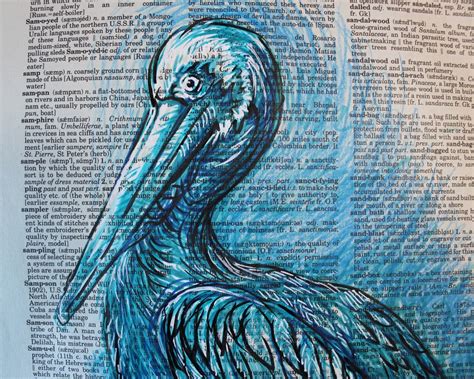 DICTIONARY ART Pelican Drawing in Blue on Dictionary Page, Affordable ...