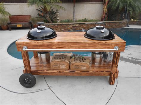Custom Weber charcoal BBQ. | Bbq table, Bbq grill diy, Grill table