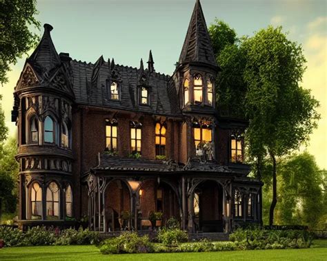 Gothic Victorian house in the country, Pixar, sparkly, | Stable Diffusion