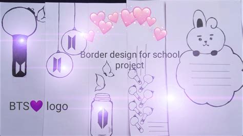 Border design for school project//BTS💜 logo - YouTube