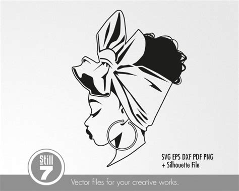 Black Woman Outlines Svg Headwrap Svg Afro Girl Svg - Etsy