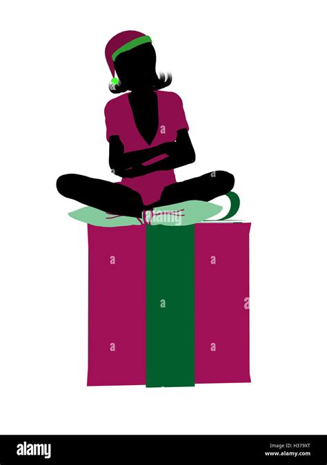 Christmas Elf Silhouette Illustration Stock Photo - Alamy