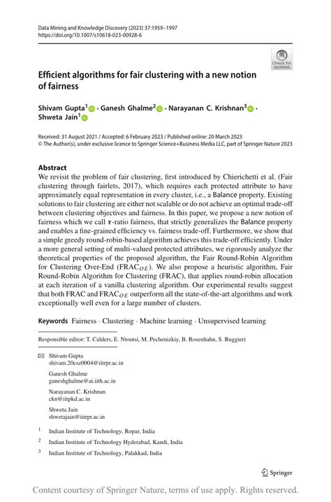 Efficient algorithms for fair clustering with a new notion of fairness | Request PDF