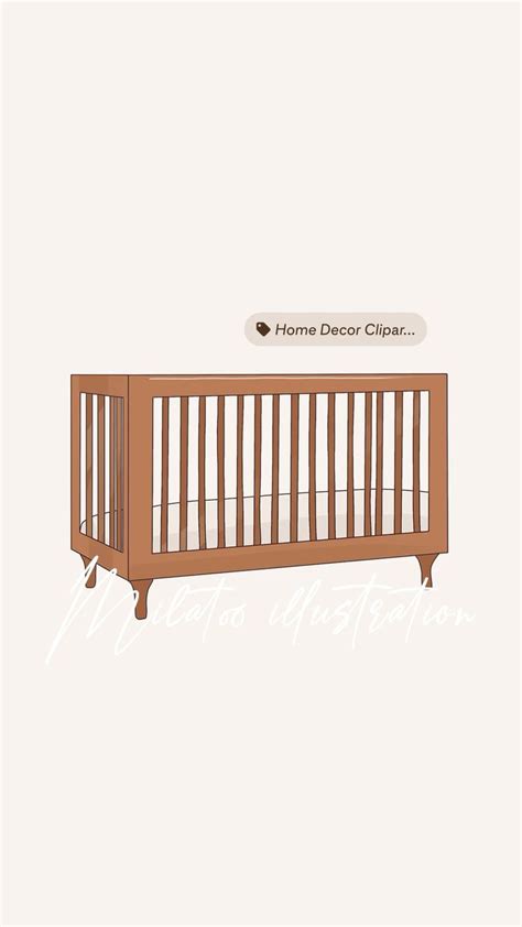Baby crib clipart nursery furniture png newborn wooden bed illustration baby room decor | Baby ...