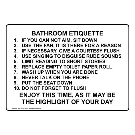 Bathroom Etiquette Sign - Image of Bathroom and Closet