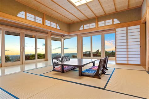 Traditional Japanese Tea Room during sunset in California Estate [5760 ...