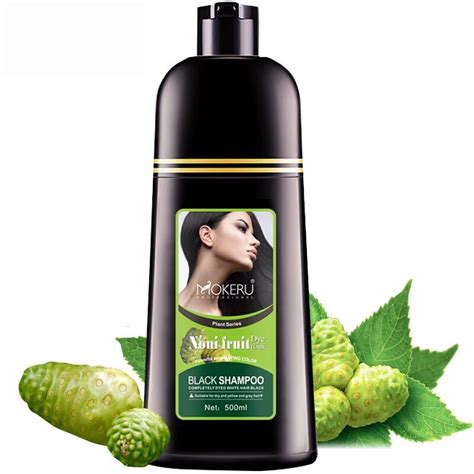 1pc Mokeru Noni Fruit Natural Hair Dye Shampoo Organic Permanent Black Hair Dye Shampoo For ...