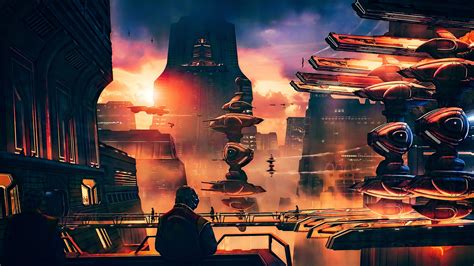 futuristic turrets digital wallpaper #artwork digital art science fiction fantasy art futuristic ...