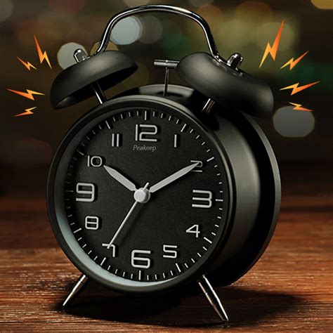 Alarm Clocks For Heavy Sleeper Battery Operated Classic Extra Loud Bell 4" Black 700355113515 | eBay