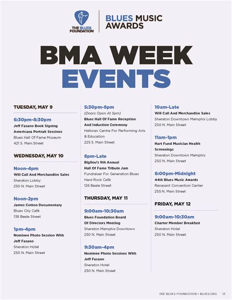 2023 Blues Music Awards Week Events Schedule - Blues Foundation