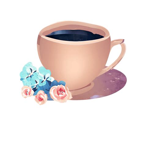 Cute Shabby Chic Coffee Cup with Hyper Detailed Flowers Watercolor · Creative Fabrica