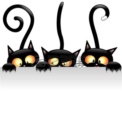 Funny Black Cats Cartoon with White Panel Stock Vector Cats Meow, Cats ...