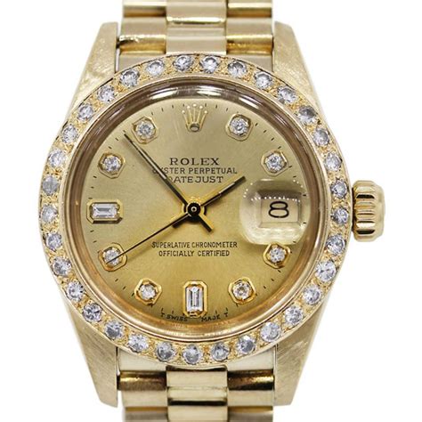 18K Gold Rolex 6927 Ladies Datejust Presidential Diamond Watch