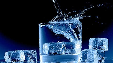 HD wallpaper: glass, water, ice cubes, splash, water drops, bluish ...